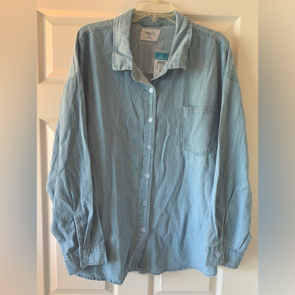 rue21 Plus Size Denim Button Down Top